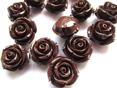 free ship--20mm 20pcs resin plastic rose florial petal brown coffee assortment color loose beads