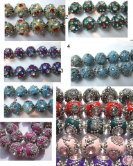 handmade round clay &crystal 18x18mm 50pcs, ball kashmiri polymer with brass purple mixed jewelry be