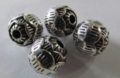 high qulity 8mm 12pcs Bali Handmade 925 Sterling Silver Oxidized design round ball charm spacer bead