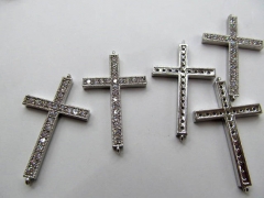 AAA grade 15x35mm 12pcs pave metal spacer &cubic zirconia crystal cross cute teeny multicolor jewelr