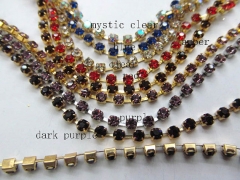 wholesale rhinestone chain,metal square purple pink clear turquoise amber blue assorment jewelry sta