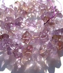 2strands 7x10mm genuine amethyst quartz connector rondelle freeform faceted purple jewelry bead