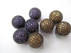 AAA grade 16mm Gunmetal black rhodium spacer cubic zirconia micro pave beads crystal green purple or