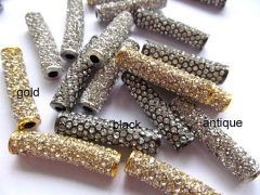 25mm 38mm 12pcs high quality pave tube spacer bar column tubalar silver gold rose gold black assortm