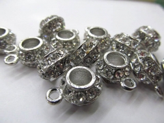 50pcs 8x12mm rhinestone connector rondelle barrel crystal ,metal &czech rhinestone spacer ring beads