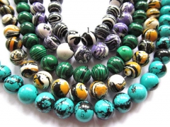 high quality calsilica turquoise semi precious round ball veins assortment jewelry beads 12mm--10str