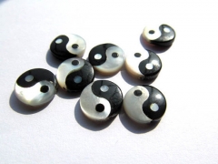 10pcs 10mm genuine MOP shell gergous handmade YinYang round disc white black charm