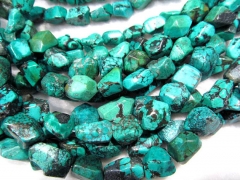 high quality 12-16mm 2strands genuine turquoise semi precious nuggets freeform tibetant jewelry bead