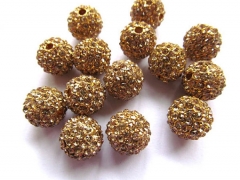LOT bling ball gold plated & topaz crystal rhinestone spacer round ball jewelry beads 10mm 100pcs