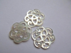 18mm 18pcs handmade flower carved MOP shell mother of pearl roundel carved white jewelry bead 18mm 6