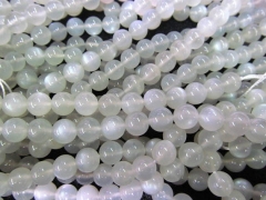 High Quality 4-12mm full strand Natural moonstone gems Round Ball white grey flashy jewelry beads