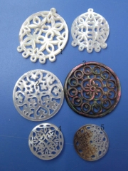 high quality handmade flower carved MOP shell mother of pearl roundel carved jewelry bead 30mm 12pcs