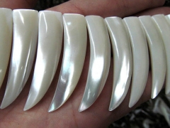 larger 50x13mm full strand genuine MOP shell mother of pearl spikes sharp horn white black jewelry b