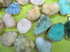free ship-- 30-55mm 6pcs Agate Druzy Slice - Electroplated Gold Edged Agate Slice Drusy Pendant - Dr