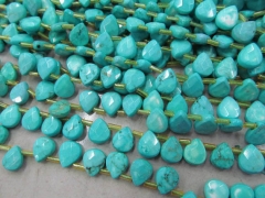 Top Drilled -- 2strands 7x10mm high quality turquoise DIY bead teardrop drop faceted loose bead