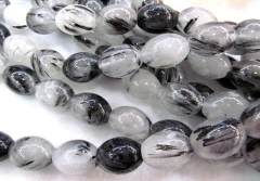 2strands 10-18mm genuine black rutilated quartz stone  barrel rice DIY bead bead