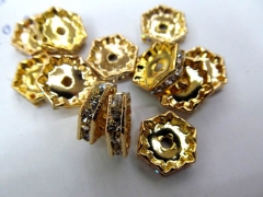 15mm 100pcs spacer crystal rhinestone tone hexagon rondelle silver gold assortment finding beads