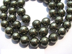 genuine pyrite beads 6mm shiny golden fools gold smooth round ball gemstone spacer beads --5strands 