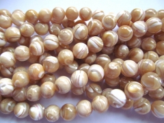 genuine MOP shell round 9-10mm 6inch,high quality mother of pearl ball white brown jewelry bead