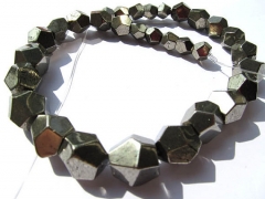 genuine pyrite necklace 10-16mm ,high quality nuggets freeform faceted gold iron jewelry beads--2str