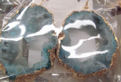 free ship--30-50mm 2pcs Geode Earrings Crystal Slice Earrings Agate Druzy Natural Earrings assortmen