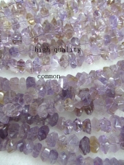 7x10mm full strand high quality genuine amethyst quartz connector rondelle freeform faceted purple j
