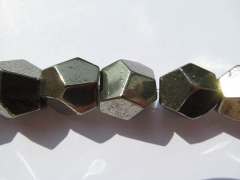 genuine pyrite necklace 10-16mm ,high quality nuggets freeform faceted gold iron jewelry beads--2str