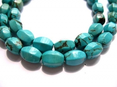 turquoise semi precious cubic rice faceted blue jewelry beads 8x12mm --full strand 16inch