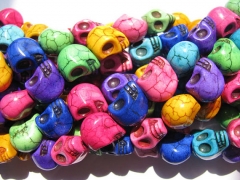 wholesale turquoise semi precious skeleton skull multicolor assortment jewelry beads 8x10mm --5stran