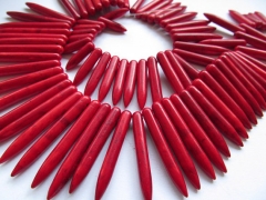 wholesale turquoise beads sharp spikes bar white red blue mixed jewelry necklace 20-50mm--2strands 1