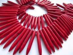 high quality turquoise beads sharp spikes bar hot red mixed jewelry necklace 20-50mm--2strands