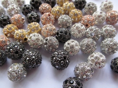 wholesale 200pcs 16mm bling ball tone spacer round ball silver gold black with crystal rhinestone je
