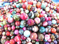 high quality 6-20mm 17inch gergous fire agate gemstone round ball handmade faceted rainbow necklace 