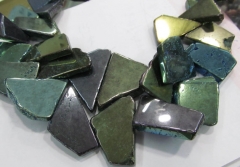 larger 20-45mm 16inch /L Titanium quartz crystal freeform nuggets teardrop slab points drilled green