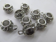 50pcs 8x12mm rhinestone connector rondelle barrel crystal ,metal &czech rhinestone spacer ring beads