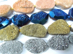 high quality 18-38mm 5strands Druzy Agate Nugget Stone multicolor jewelry pendant bead