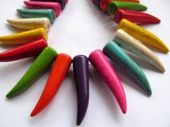 5strands 10x40mm turquoise beads sharp spikes horn chili multicolor assortment jewelry beads focal