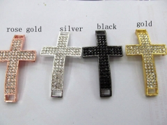 top quality sideway cross metal spacer silver gold balck mixed crystal rhinestone jewelry beads foca