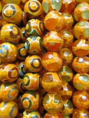 high quality 8-12mm 16inch agate bead round faceted evil oranger yellow assortment jewelry bead
