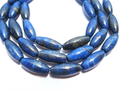 lapis lazuli DIY bead rice barrel blue gold jewelry bead 5x12mm --2strands 16"/per