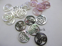 handmade 18mm 12pcs flower knot carved MOP shell bead carved roudel coin white loose bead