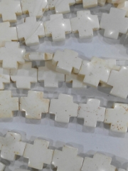 20x20mm 5strands, wholesale turquoise semi precious crosses cream white multicolor loose beads
