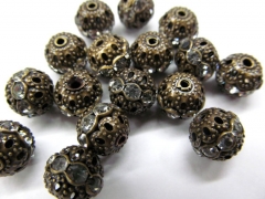 100pcs 8 10 12mm crystal ball,rhinestone ball, barrel tone brass/ant gold antique gunmetal black wit