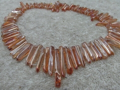 fahion 20-35mm full strand Gemstone Quartz Points, Dagger Shape Quartz, champagne peach red Electrop