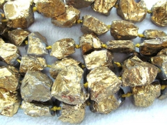 wholesale 2strands 20-35mm Titanium quartz crystal freeform nuggets gold assortment jewelry chains b