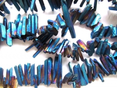 5strands 25-40mm 17inch /L Titanium quartz crystal freeform spikes points mystic purple blue jewelry