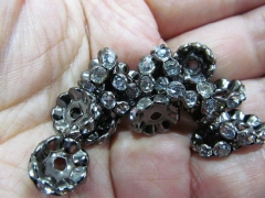 free ship--200pcs 4 -10mm Micro Pave Crystal spacer metal Rondelle Pinwheel Buttone fluorial curved black je