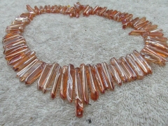 fahion 20-35mm full strand Gemstone Quartz Points, Dagger Shape Quartz, champagne peach red Electrop