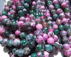 bulk gergous fire agate bead round ball faceted dark green pink red assortment jewelry beads 8mm --5