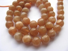 free ship--natural sunstone gemstone round ball oranger loose beads 12mm --2strand 16"/per